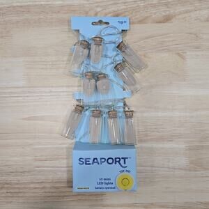 Seaport 10 Mini LED Lights Beach Sand Corked Bottles Warm White Nautical Sea
